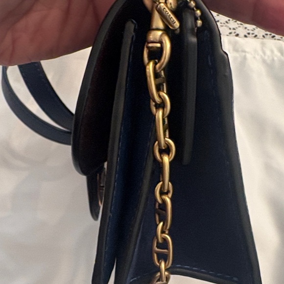 Coach Navy Leather Crossbody Bag with Gold Accents - Picture 3 of 9